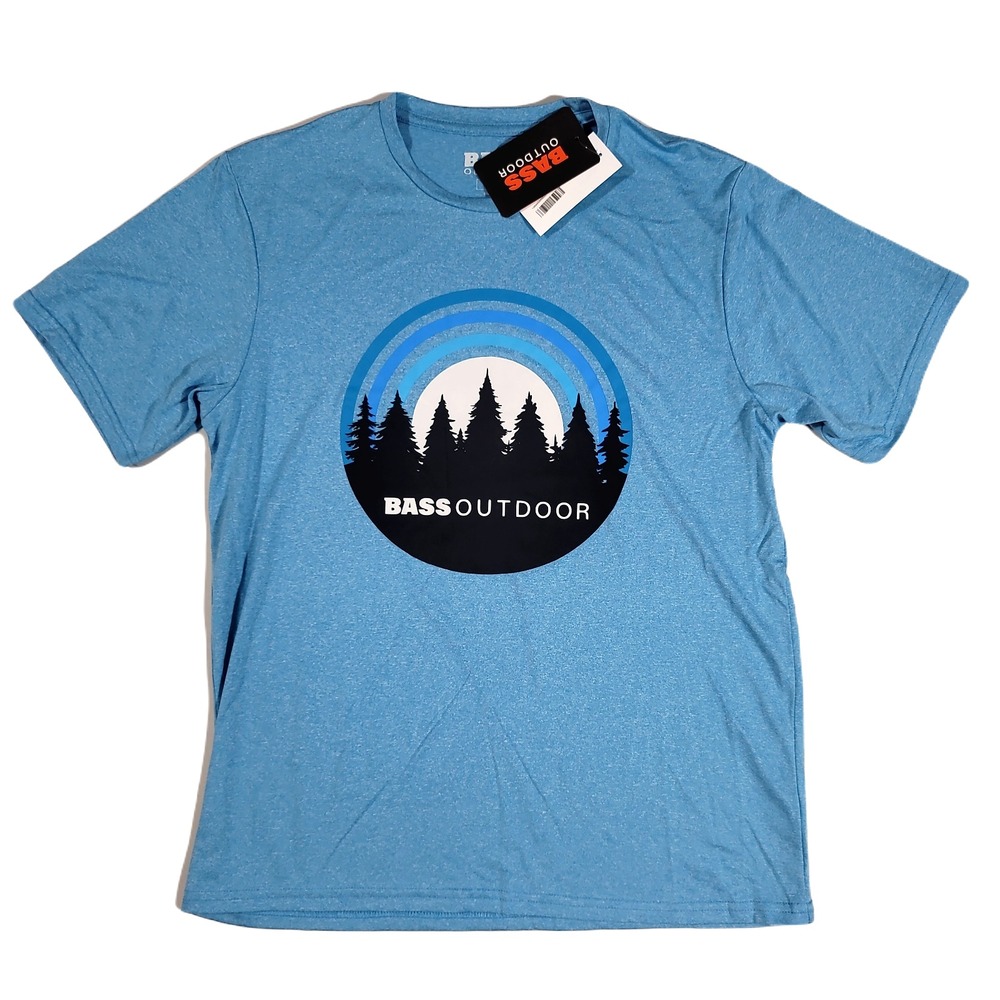 Bass‎ Outdoor Performance Graphic T-Shirt Mens 2XL UPF-50 Sky Blue Heather NEW